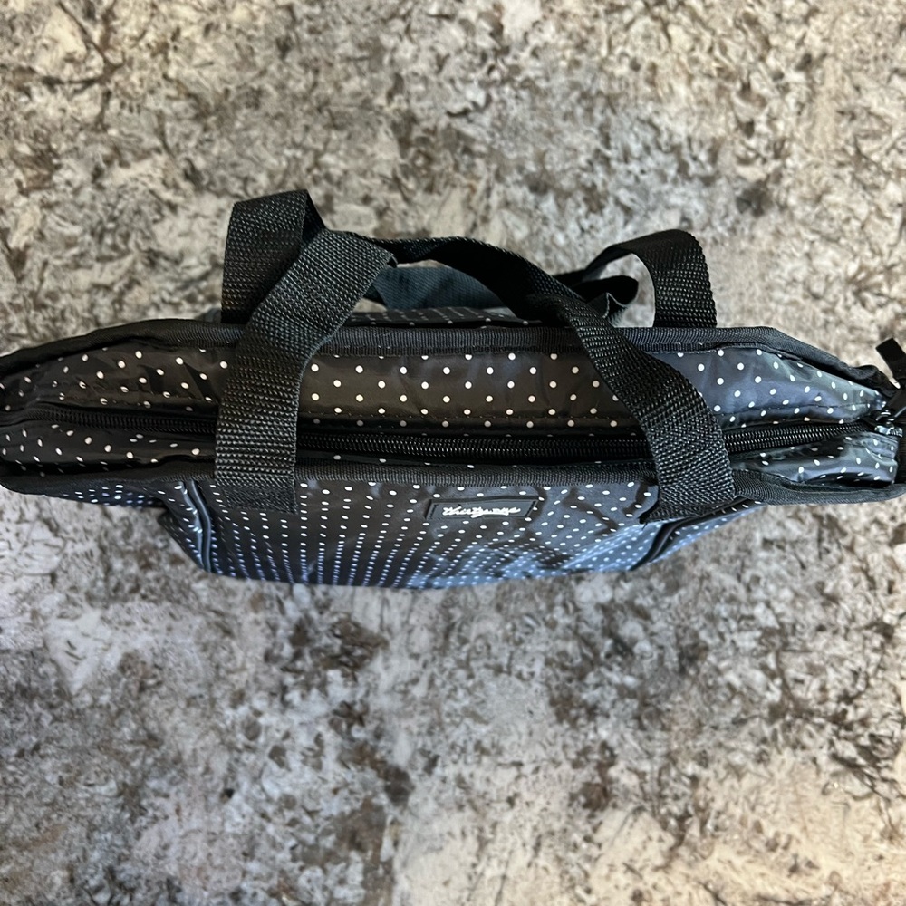 Thirty-One Black and White Polka Dot insulated bag - Picture 2 of 3
